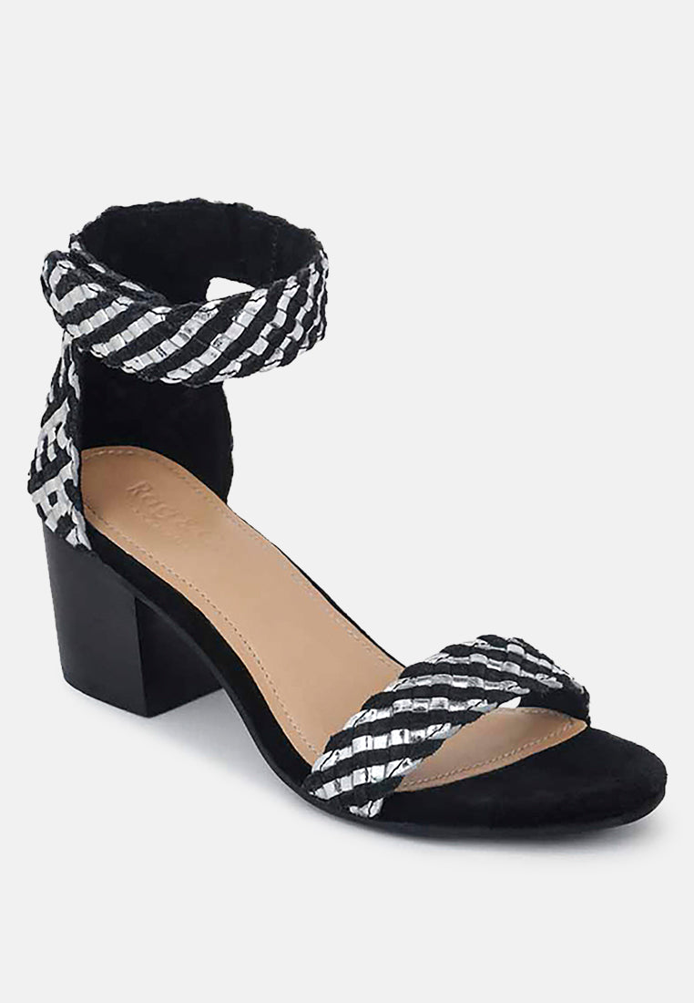 CARLA Black Stacked Heel Sandal-Black