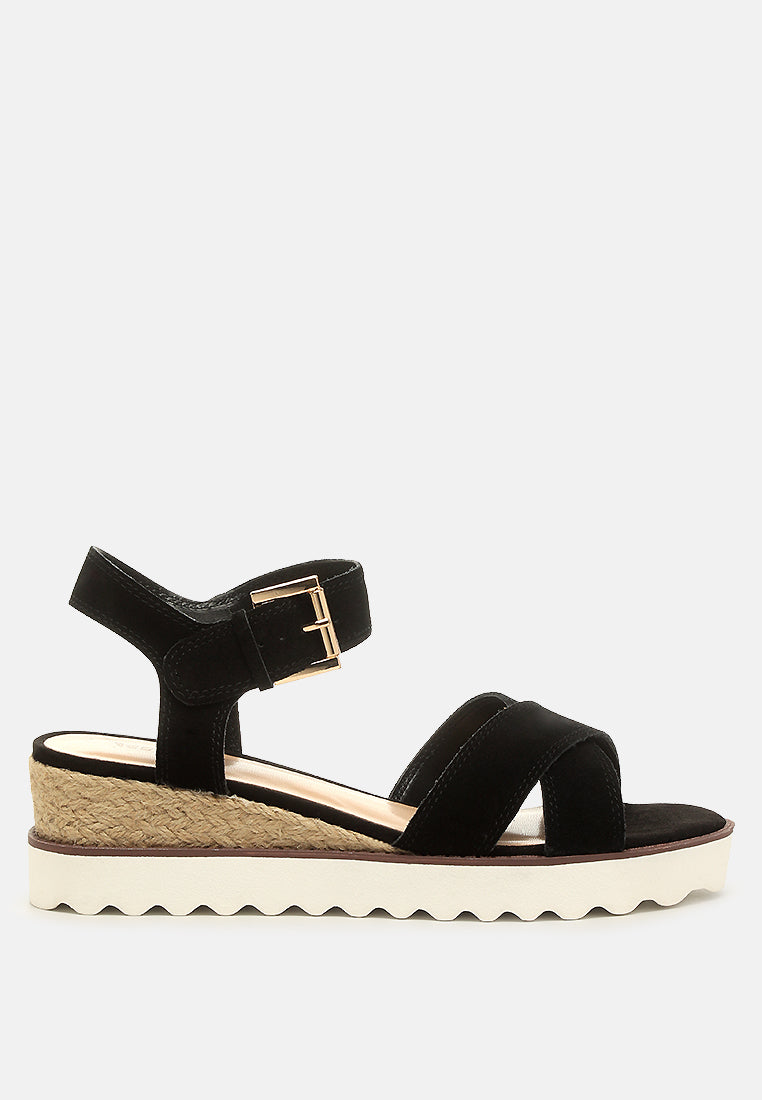 CASA Black Wedge Sandals-BLACK