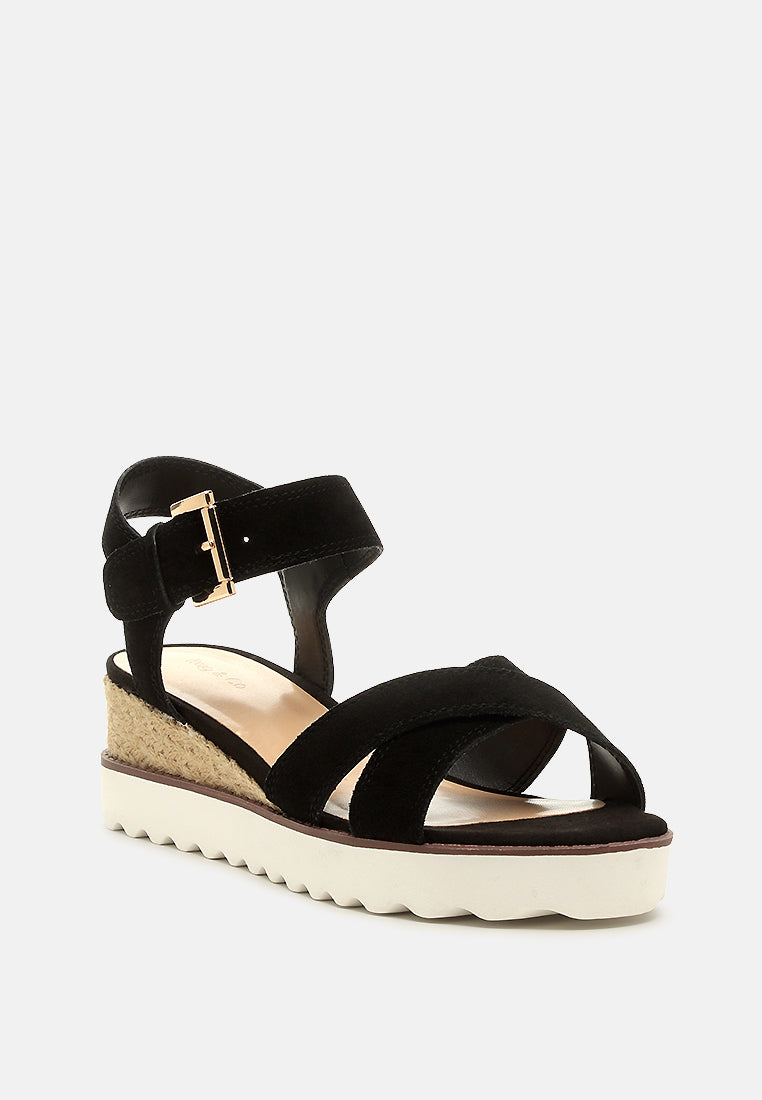 CASA Black Wedge Sandals-BLACK