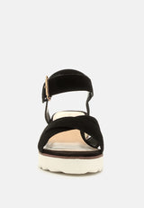 CASA Black Wedge Sandals-BLACK