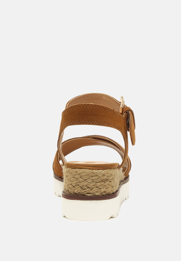 CASA Tan Wedge Sandals-TAN