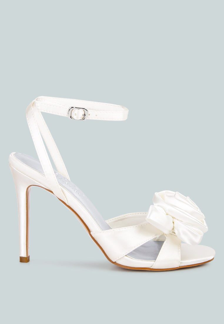 chaumet white rose bow satin heeled sandals#color_white