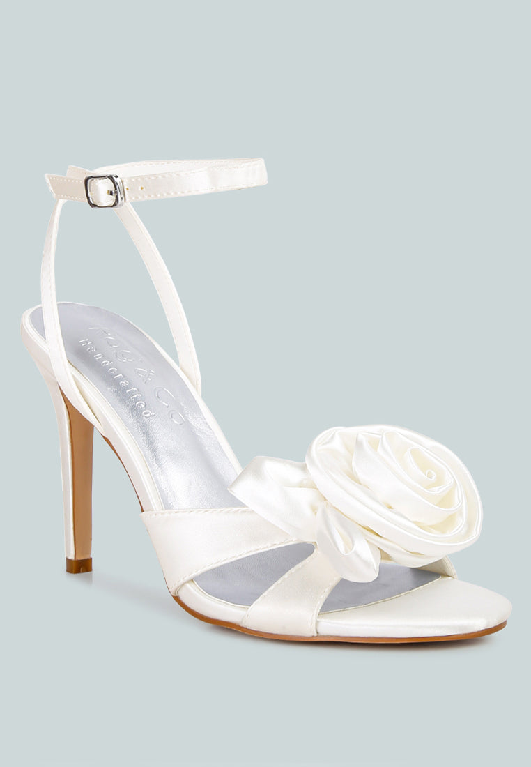 chaumet white rose bow satin heeled sandals#color_white