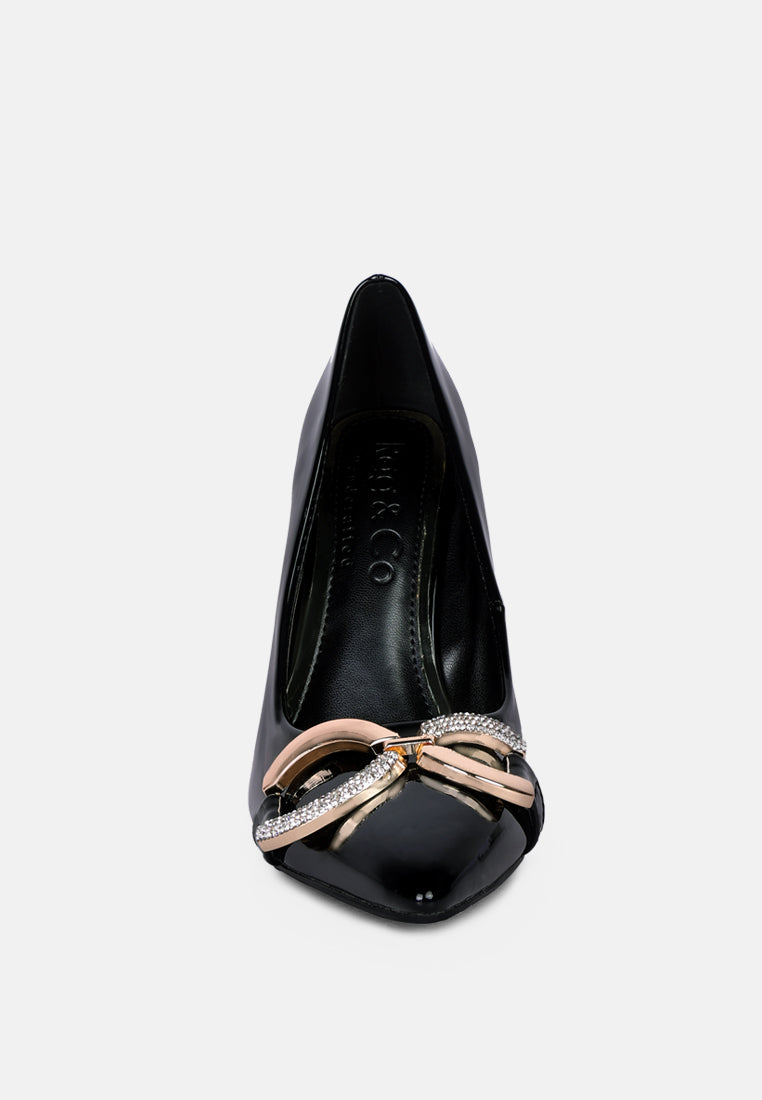 COCKTAIL Diamante Stiletto Pump Shoes in Black#color_Black