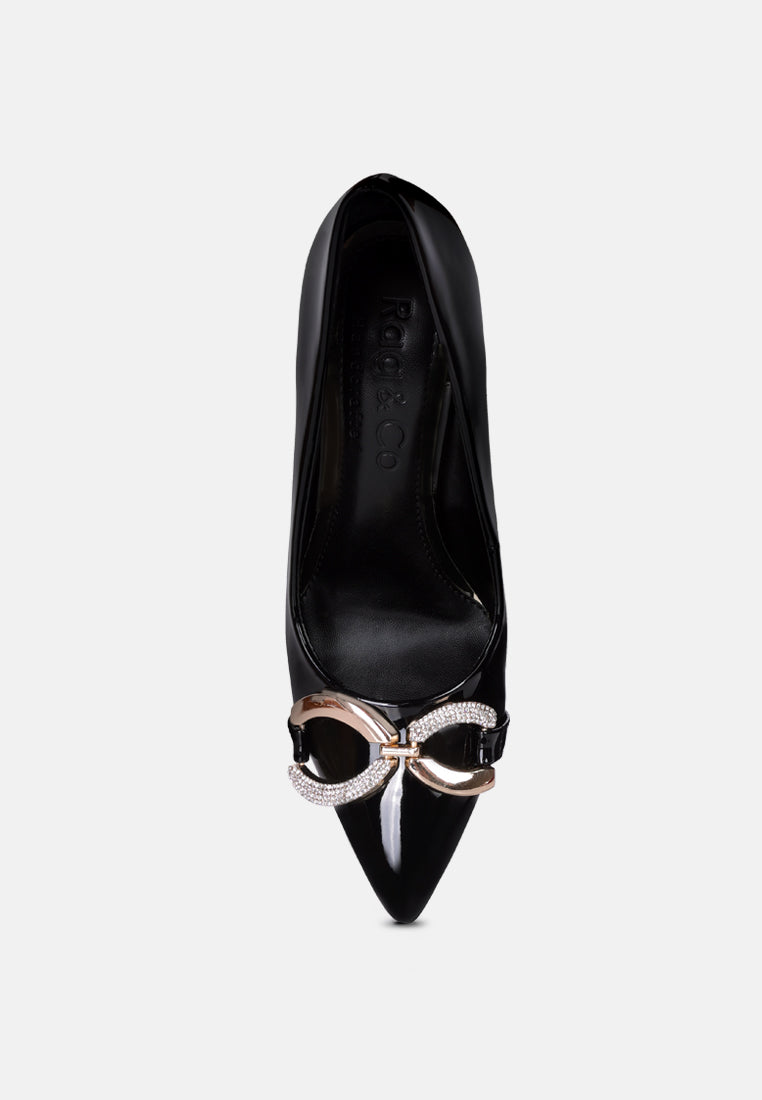 COCKTAIL Diamante Stiletto Pump Shoes in Black#color_Black