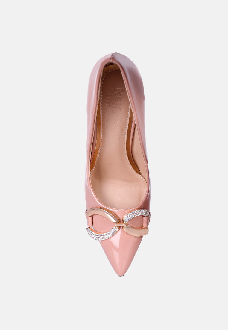 COCKTAIL Diamante Stiletto Pump Shoes in Blush#color_Blush