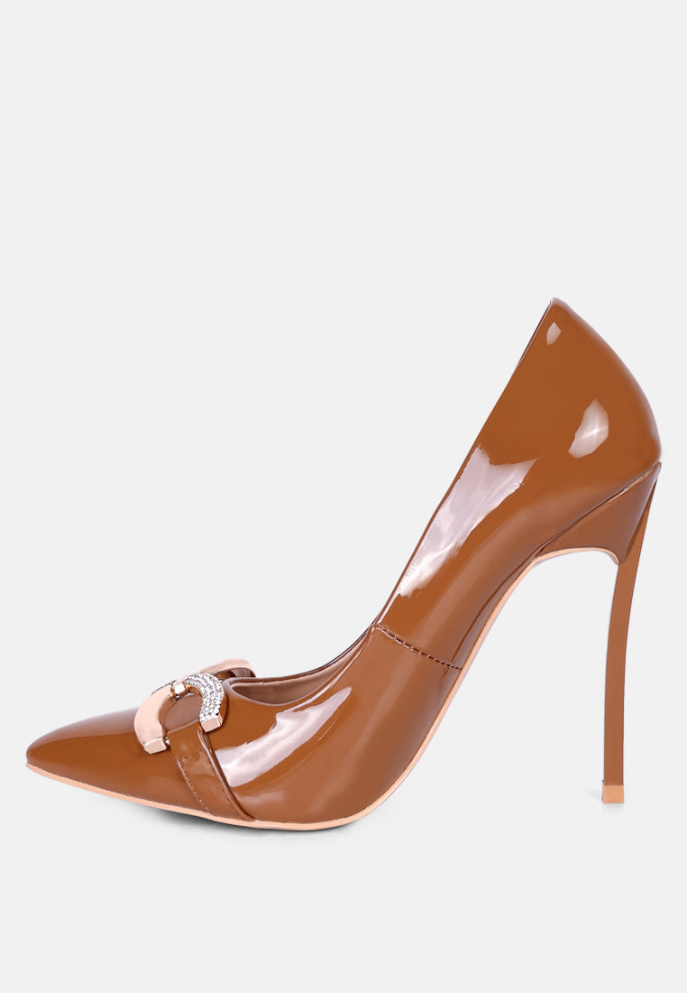 COCKTAIL Diamante Stiletto Pump Shoes in Camel_Camel