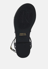 CORRIANE Studs Embellishment Black Strappy Sandals#color_black