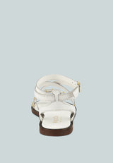 CORRIANE Studs Embellishment Off White Strappy Sandals#color_off-white