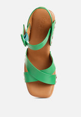 CRISTINA Cross Strap Embellished Heels in Green#color_green