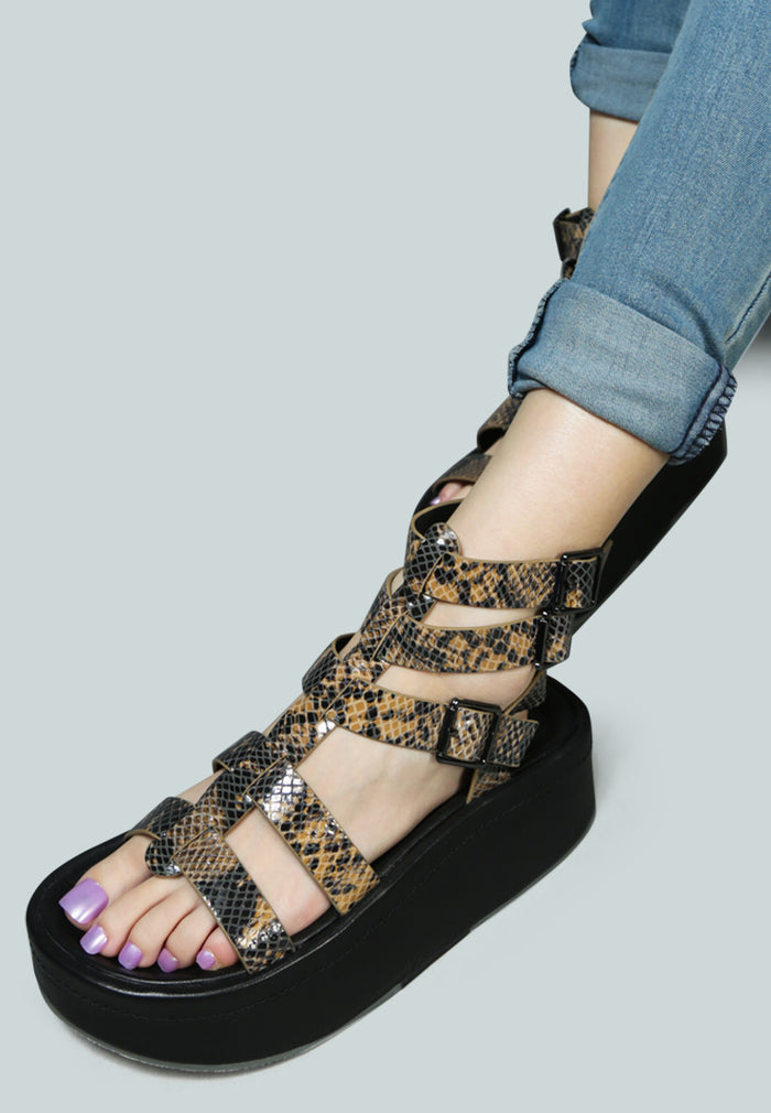 Buy CRUZ Gladiator Platform Leather Sandal in Snake Print Online
