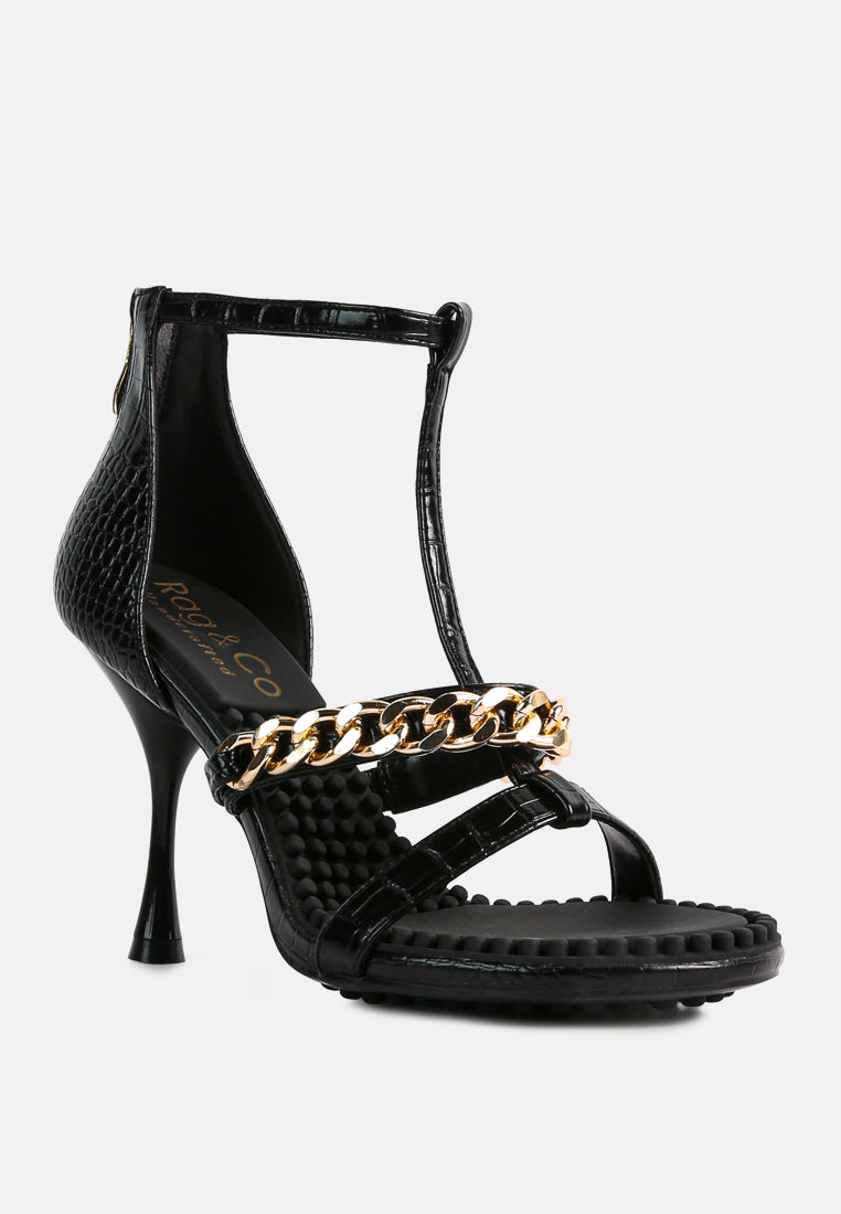 Buy Dakota Metal Chain Embellishment Sandals In Black | Sandals | Rag ...