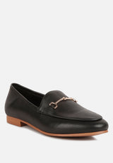 DARETH Horsebit Flat Heel Loafers in Black#color_black