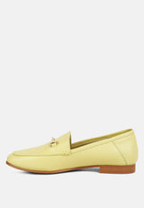 DARETH Horsebit Flat Heel Loafers in Yellow#color_yellow
