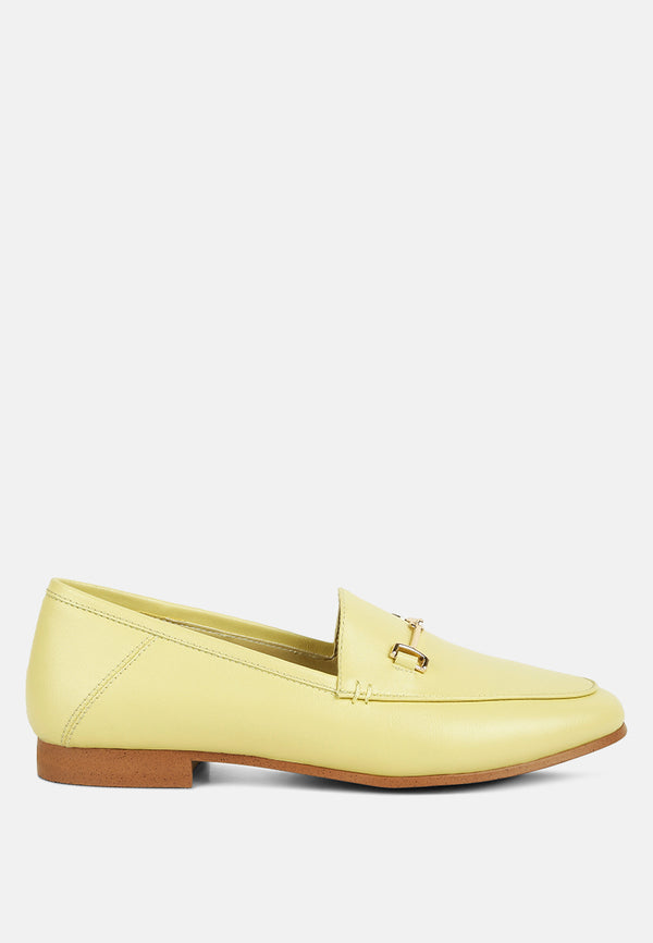 DARETH Horsebit Flat Heel Loafers in Yellow#color_yellow
