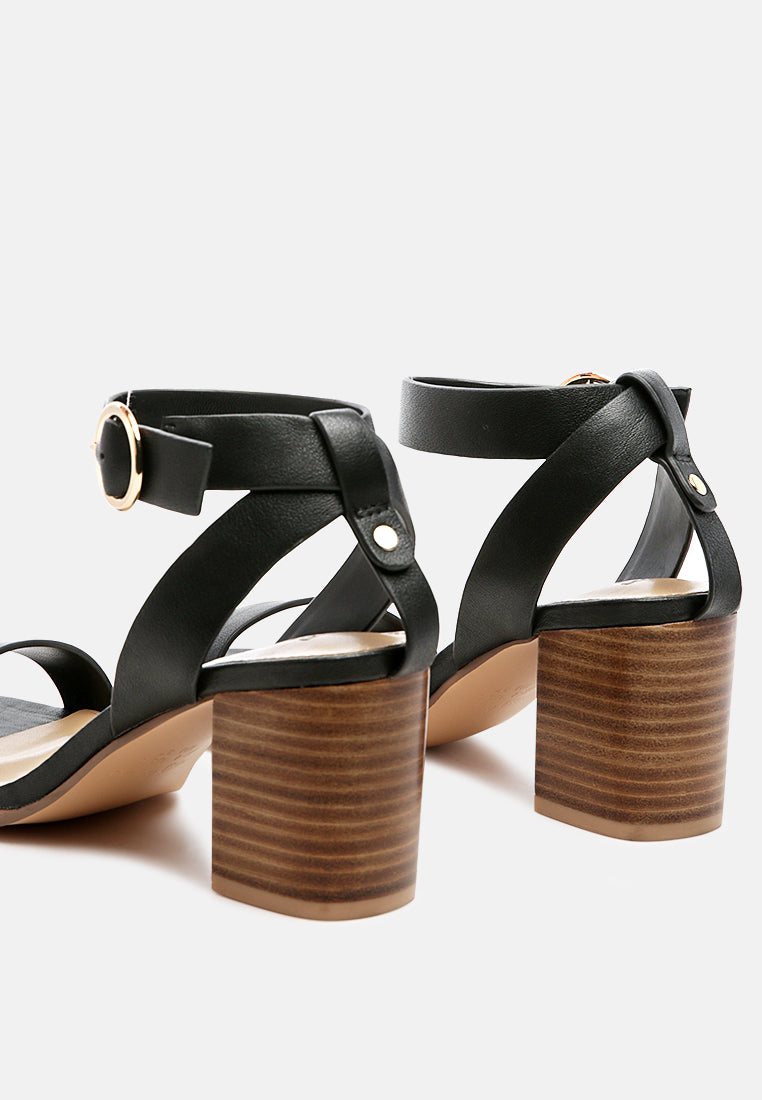 DOLPH Stack Block Heeled Sandal in Black-Black