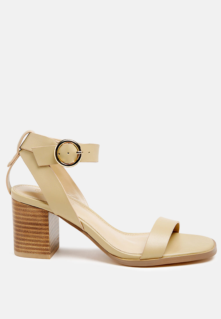 DOLPH Stack Block Heeled Sandal in Nude-Nude