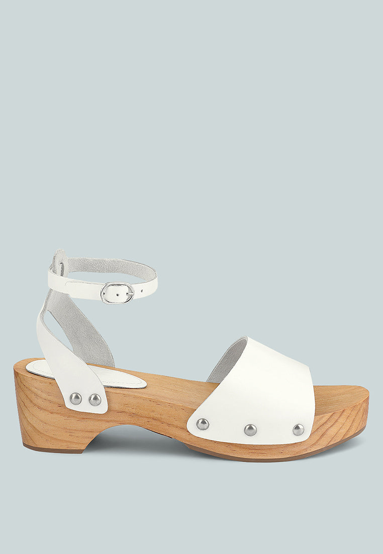 CARA White Wooden Clogs-White