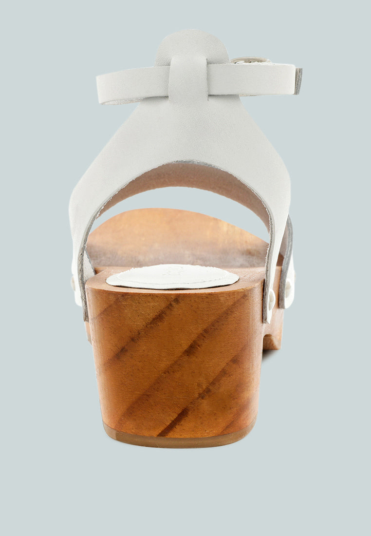 CARA White Wooden Clogs-White