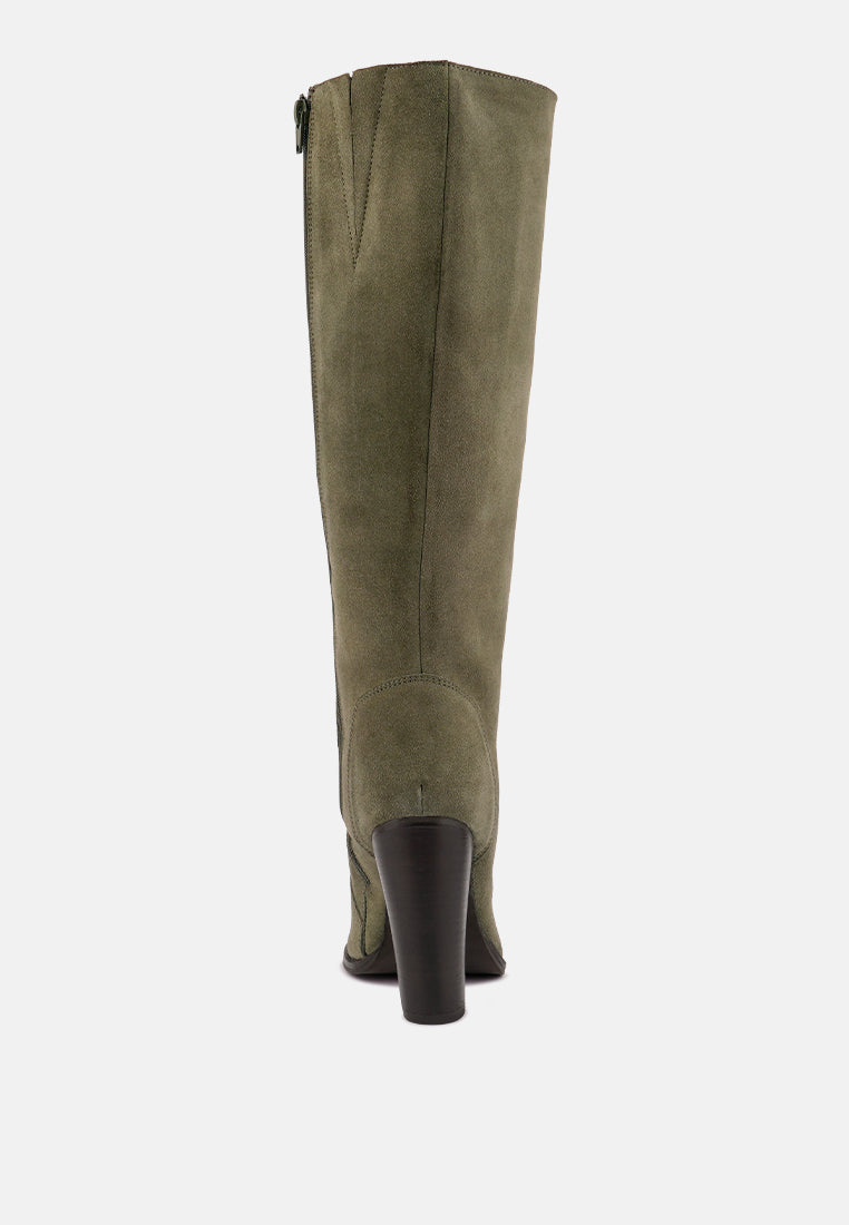 sleet-slay antique olive heeled calf boot_olive