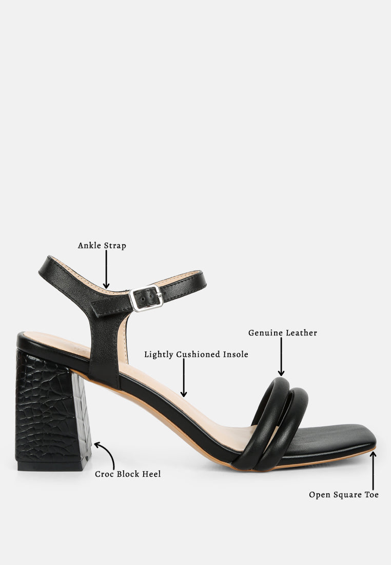 EDYTA Ankle Strap Block Heel Sandals in Black#color_black
