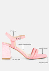 EDYTA Ankle Strap Block Heel Sandals in Pink#color_pink