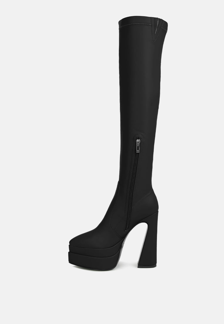 Buy Cyber-Punk High Platform Long Boots In Black | Boots