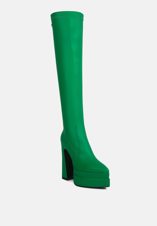 cyber punk high platform long boots#color_green