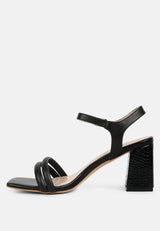 EDYTA Ankle Strap Block Heel Sandals in Black#color_black