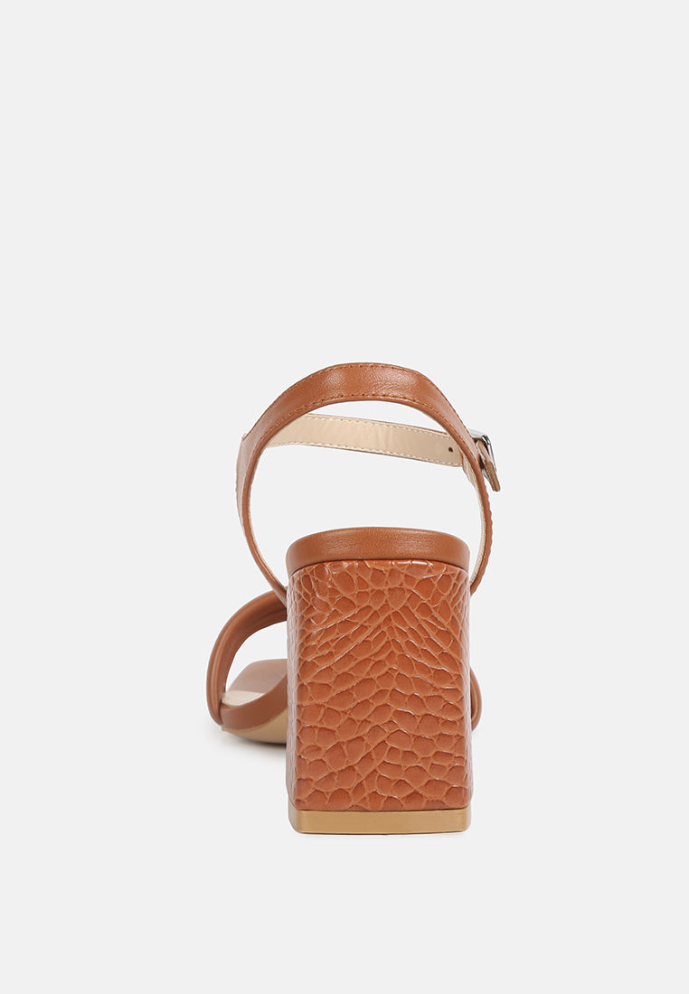 EDYTA Ankle Strap Block Heel Sandals in Tan#color_tan