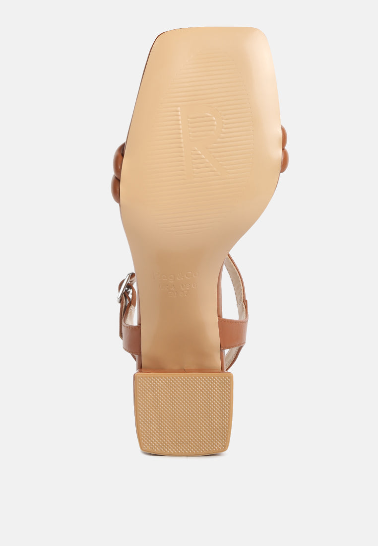 EDYTA Ankle Strap Block Heel Sandals in Tan#color_tan