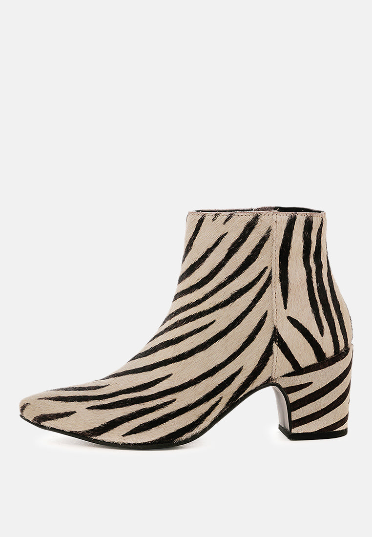 ELISSA Zebra Print Ankle Boots-Zebra
