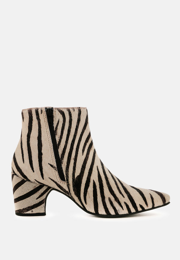 ELISSA Zebra Print Ankle Boots-Zebra