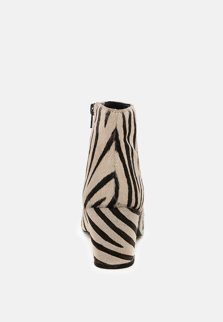 ELISSA Zebra Print Ankle Boots-Zebra