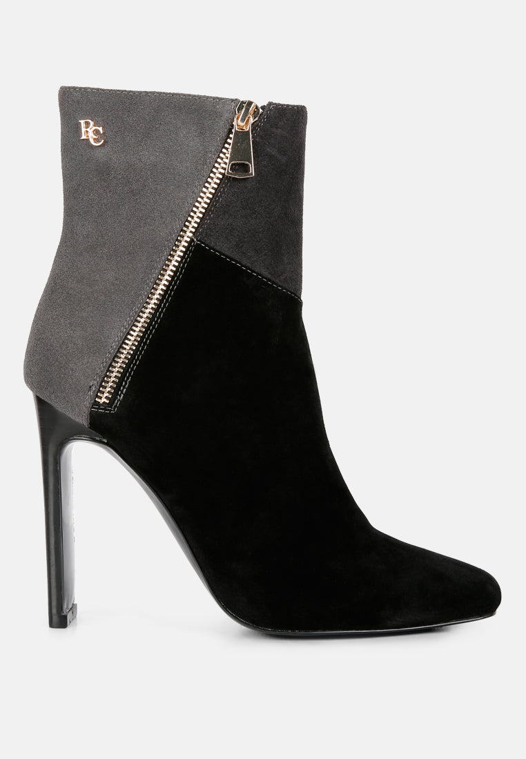 ezra black patchwork suede ankle boots#color_black