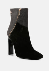 ezra black patchwork suede ankle boots#color_black