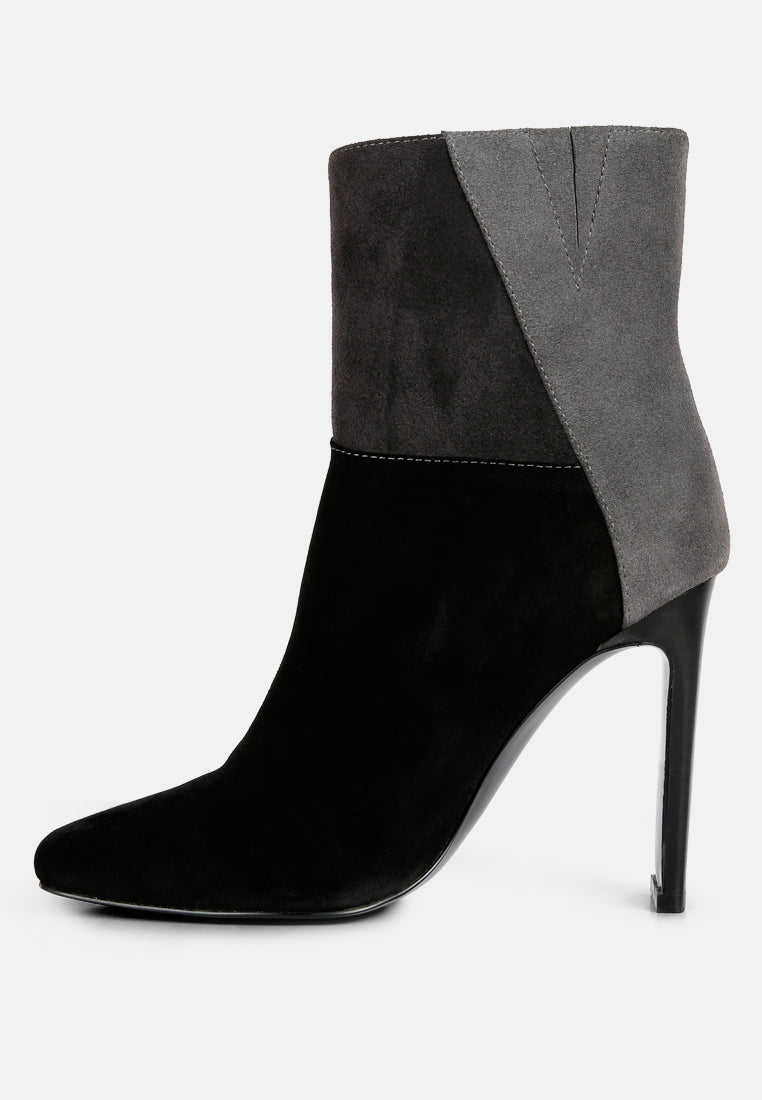 ezra black patchwork suede ankle boots#color_black