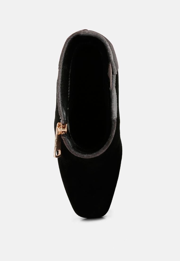 ezra black patchwork suede ankle boots#color_black