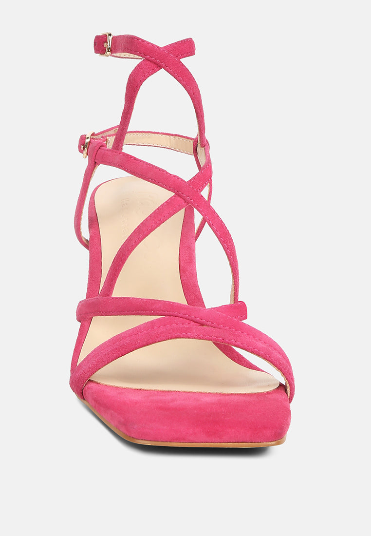 FIORELLA Fuchsia Strappy Block Heel Sandals#color_fuchsia