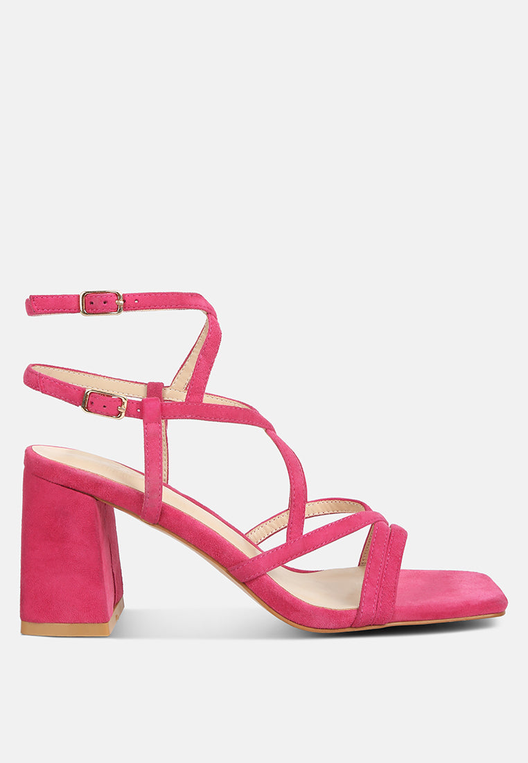 FIORELLA Fuchsia Strappy Block Heel Sandals#color_fuchsia