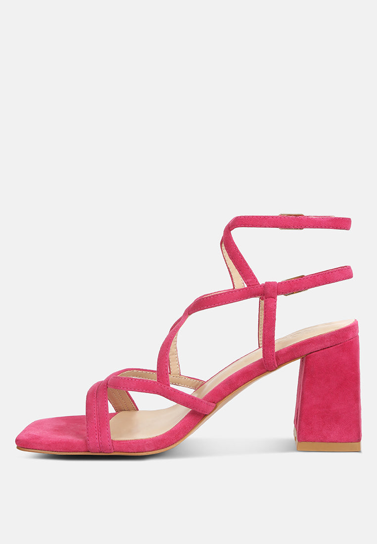 FIORELLA Fuchsia Strappy Block Heel Sandals#color_fuchsia