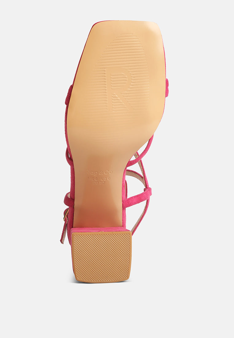 FIORELLA Fuchsia Strappy Block Heel Sandals#color_fuchsia