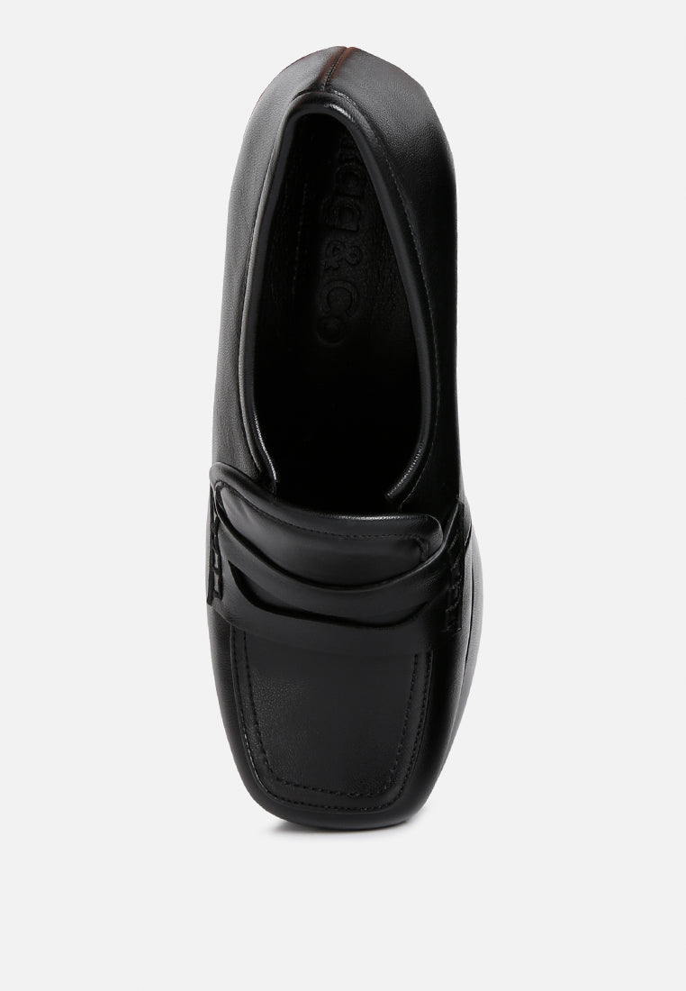 GILLIAM Black High Platform Wedge Loafers#color_Black