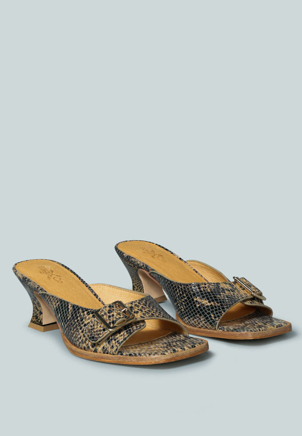 GOMEZ Art Nouveau Leather Slip-On Sandal in Animal Print_Natural Snake