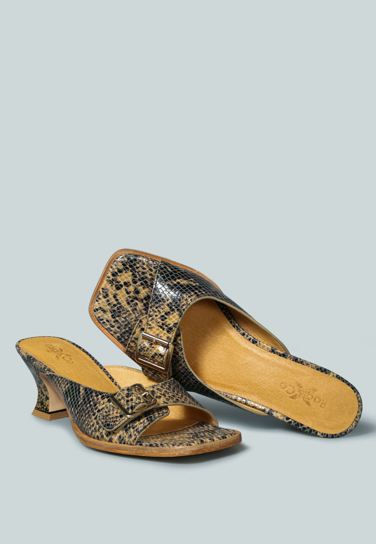 GOMEZ Art Nouveau Leather Slip-On Sandal in Animal Print_Natural Snake