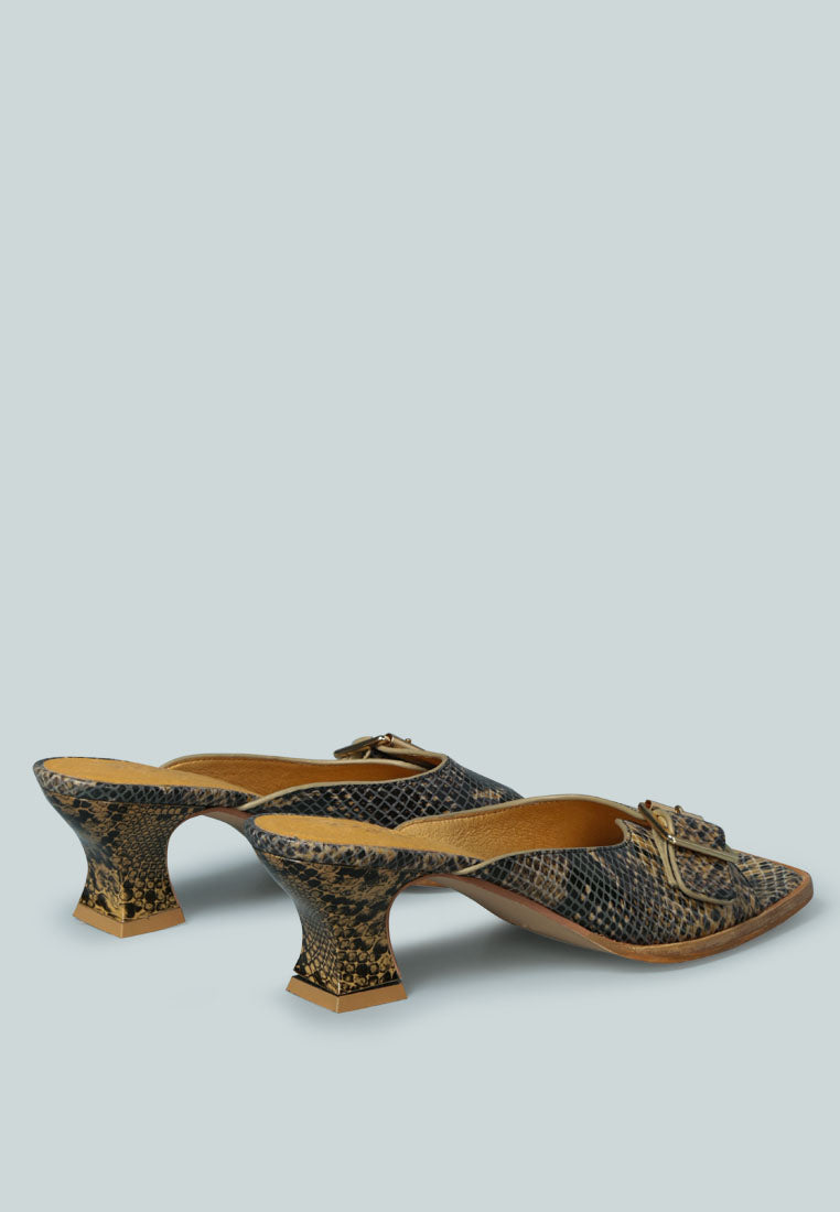 GOMEZ Art Nouveau Leather Slip-On Sandal in Animal Print_Natural Snake