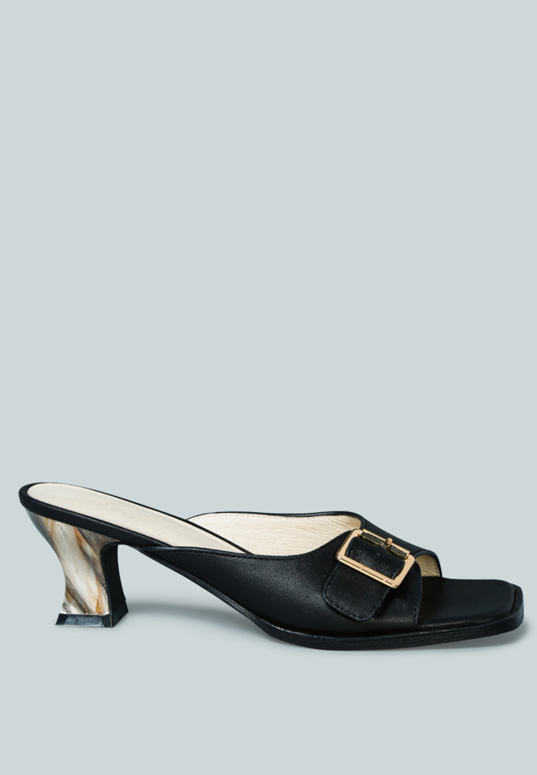 GOMEZ Art Nouveau Leather Slip-On Sandal in Black-Black