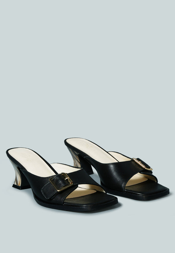 GOMEZ Art Nouveau Leather Slip-On Sandal in Black-Black