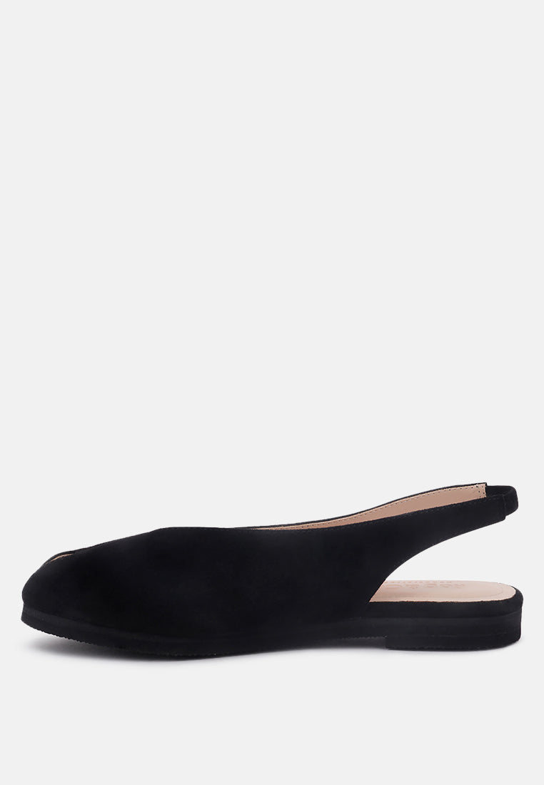 GRETCHEN Black Slingback Flat Sandals-Black
