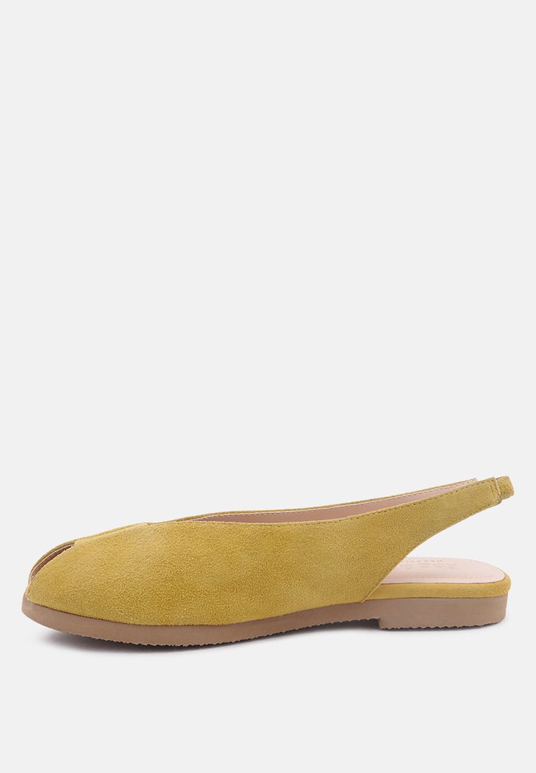 GRETCHEN Mustard Slingback Flat Sandals-Mustard